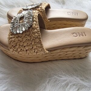 INC International Concepts Women's Tan Woven Platform Sandals